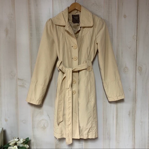 BCBGMaxAzria Jackets & Blazers - Tex by Maxazria Khaki Tan Belted Trench Coat S